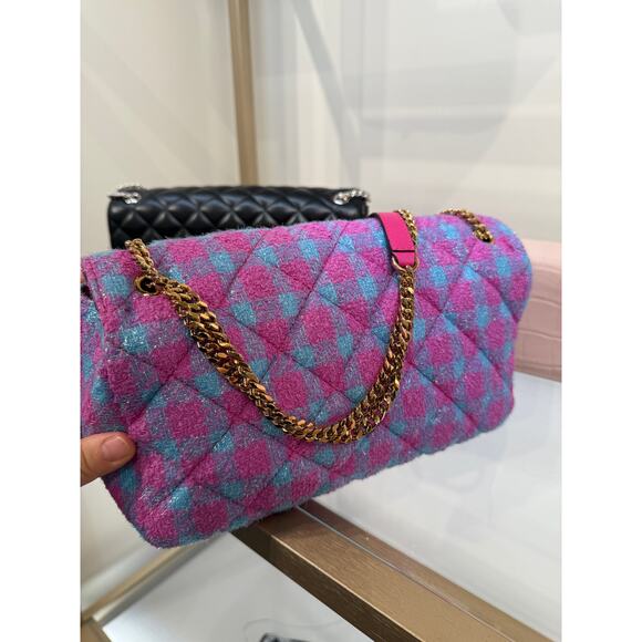 Versace tweet blue pink flap bag with gold Medusa - Picture 7 of 8